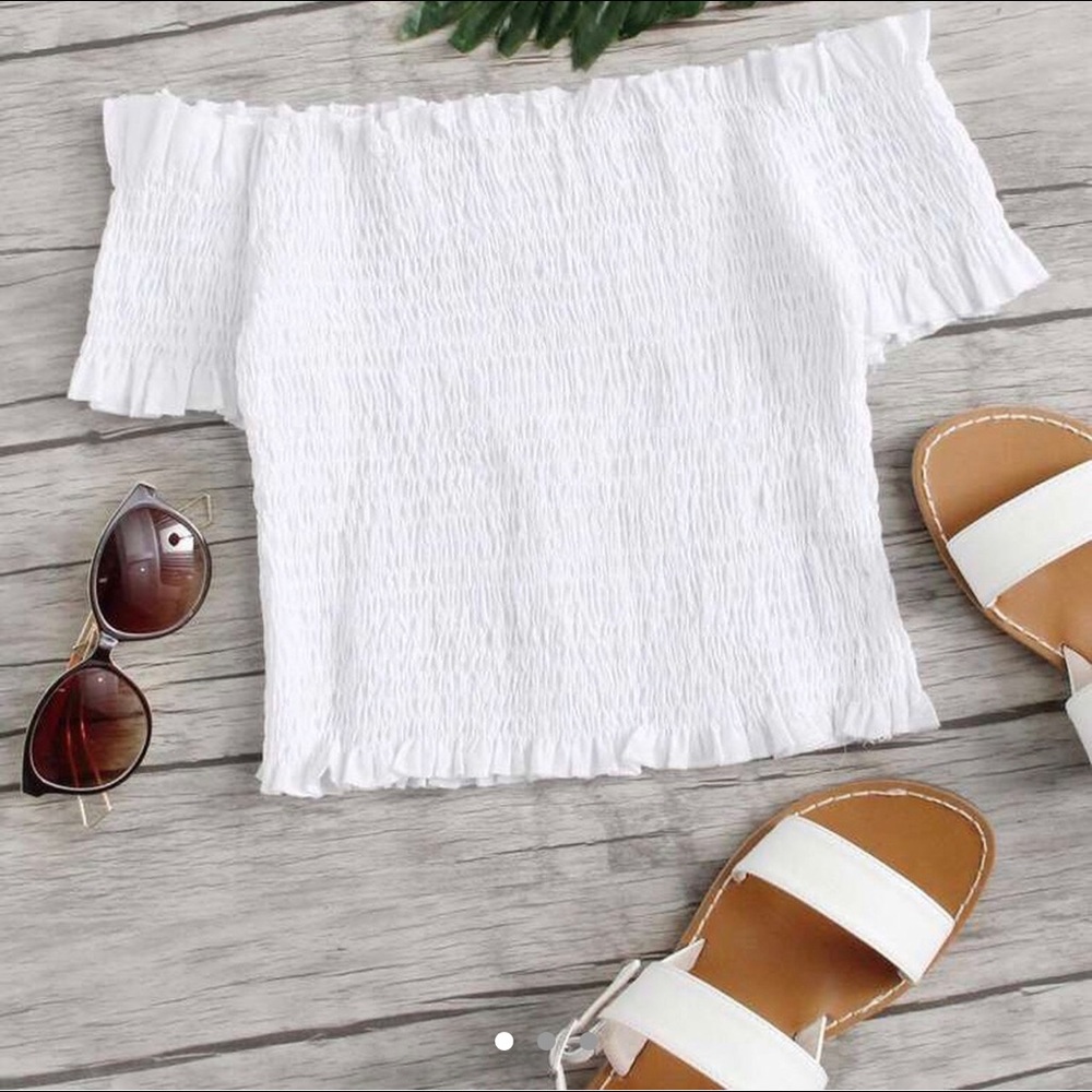 White ruffled crop top